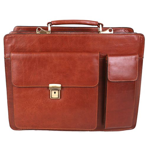 leather briefcase-Brown