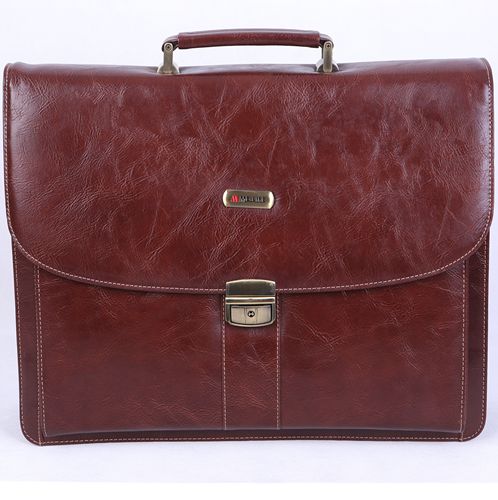 9201B-3665-coffee Melife leather PU 2 gusset briefcase