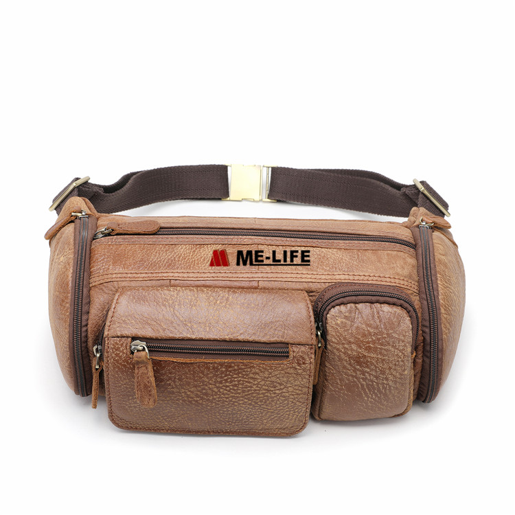 Brown leather waist bag