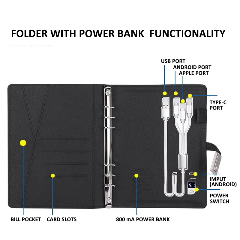 Padfolio Binder w.PowerBank&USB